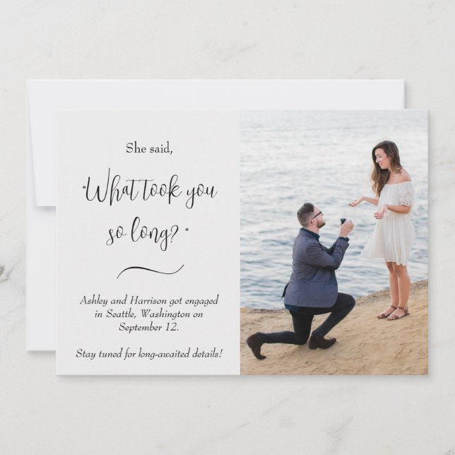 Funny sagte sie "Was so lange gedauert hat" Foto V Einladung (Vorderseite)