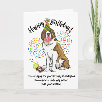 Funny Saint Bernard Geburtstagskarte Donuts Einladung