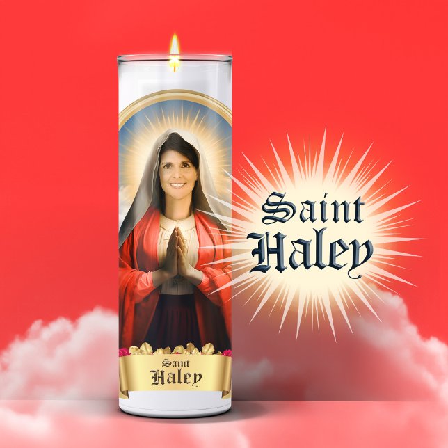 Funny Saint Haley Gebet Candle Aufkleber (Saint Nikki Haley Devotional Prayer Candle Sticker Label)