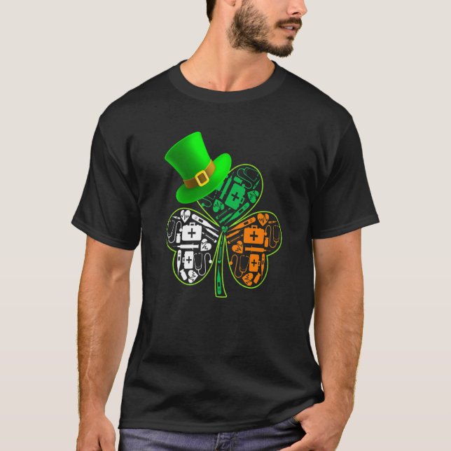 Funny Saint Patrick S Day Doctor Kleeblatt Hat Iri T-Shirt (Vorderseite)