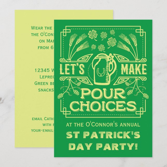 Funny Saint Patrick's Day Green Irish Beer Party Einladung (Vorne/Hinten)