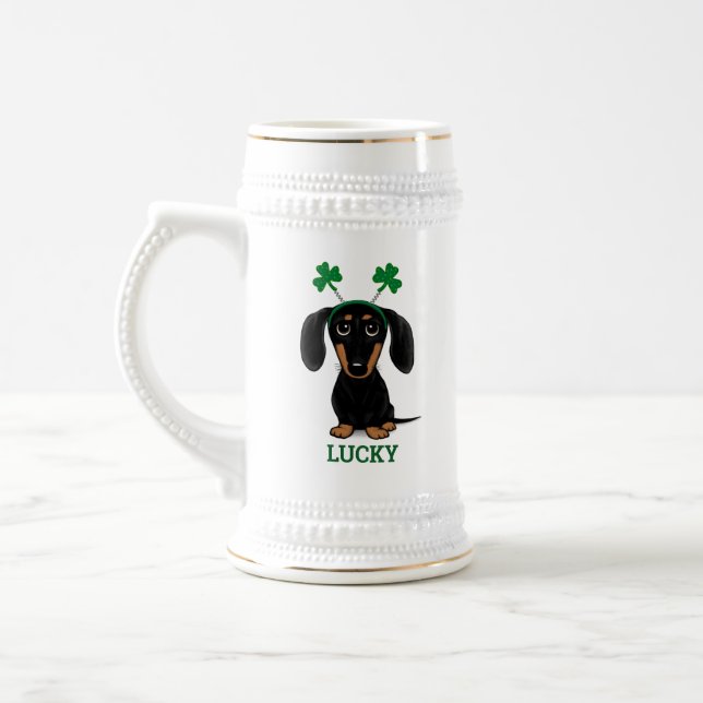 Funny Saint Patrick's Day Hund Kleeblatts Custom Bierglas (Links)