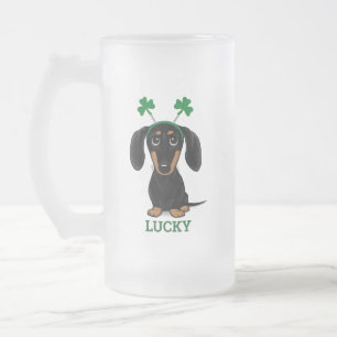 Funny Saint Patrick's Day Hund Kleeblatts Custom Mattglas Bierglas