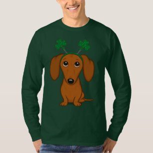 Funny Saint Patrick's Day Hunde Dackel Kleeblatts T-Shirt