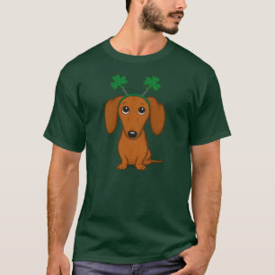 Funny Saint Patrick's Day Hunde Dackel Kleeblatts T-Shirt