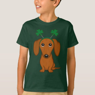 Funny Saint Patrick's Day Hunde Dackel Kleeblatts T-Shirt
