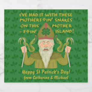 Funny Saint Patrick's Day Schlangen Joke Green Iri Bierflaschenetikett