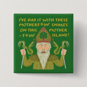 Funny Saint Patrick's Day Schlangen Joke Green Iri Button