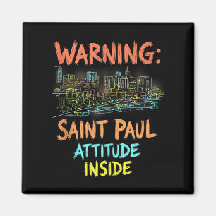 Funny Saint Paul Minnesota Night Skyline Vintag T Magnet