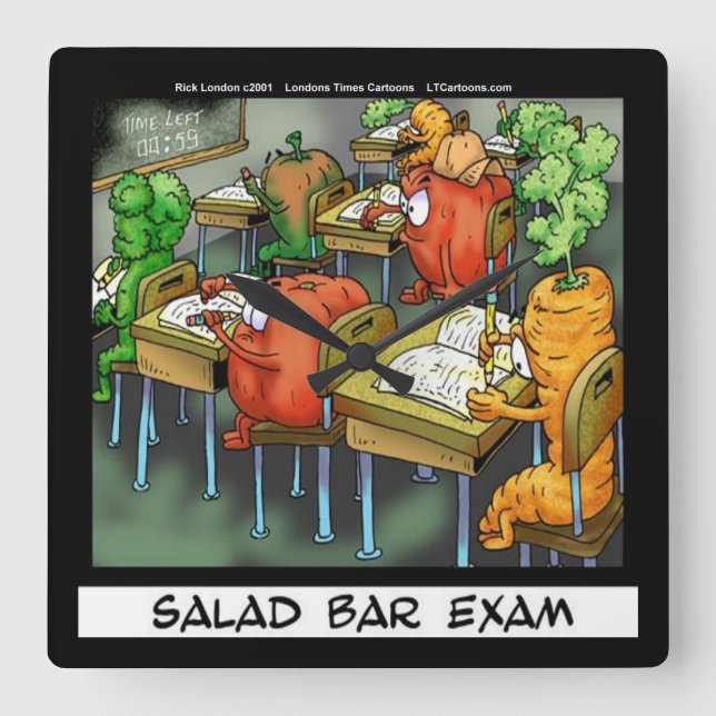 Funny Salad Bar Exam Wall Clock Quadratische Wanduhr (Vorderseite)