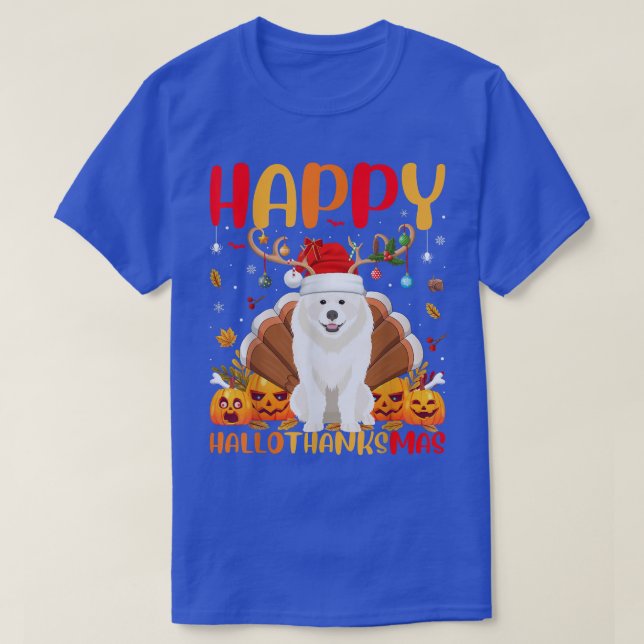 Funny Samoyed Dog Lover Happy Samoyed HelloDankeM T-Shirt (Design vorne)