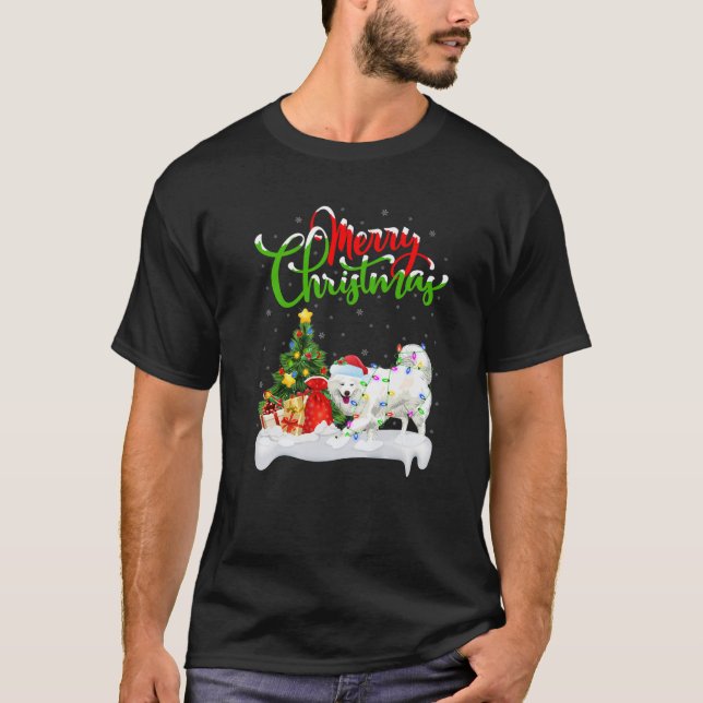 Funny Samoyed Dog Lover Xmas Lighting Samoyed Chri T-Shirt (Vorderseite)