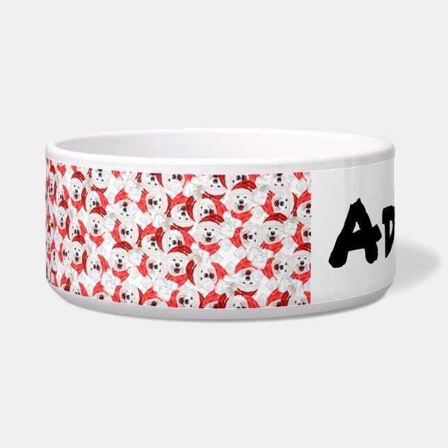 Funny Samoyed Name Weihnachtsmuster Napf (Vorderseite)