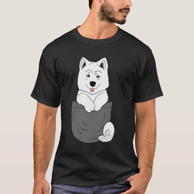 Funny Samoyed Welpe in Pocket Niedlich Samoyed T-Shirt (Vorderseite)