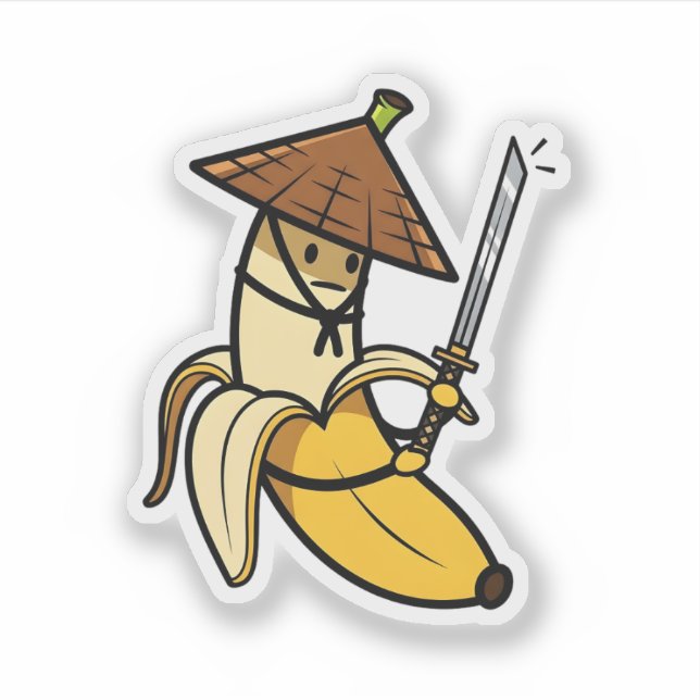 Funny Samurai Banana Ronin Cartoon Illustration Aufkleber (Vorderseite)