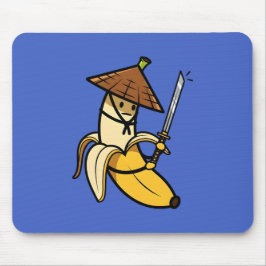 Funny Samurai Banana Ronin Cartoon Illustration Mousepad