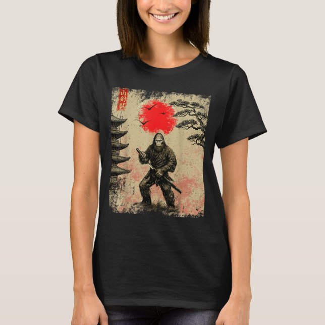 Funny Samurai Bigfoot Japanese Art Graphic Tee Ani (Vorderseite)