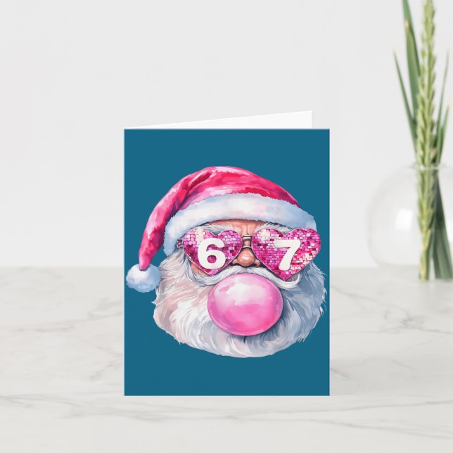 Funny Santa 67 Bubblegum Nk Christmas Six Seven Me Karte (Vorderseite)