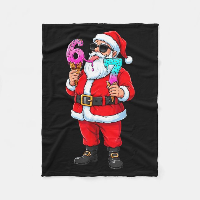 Funny Santa 67 Ice Cream Christmas Drip Xmas Teens Fleecedecke (Vorderseite)