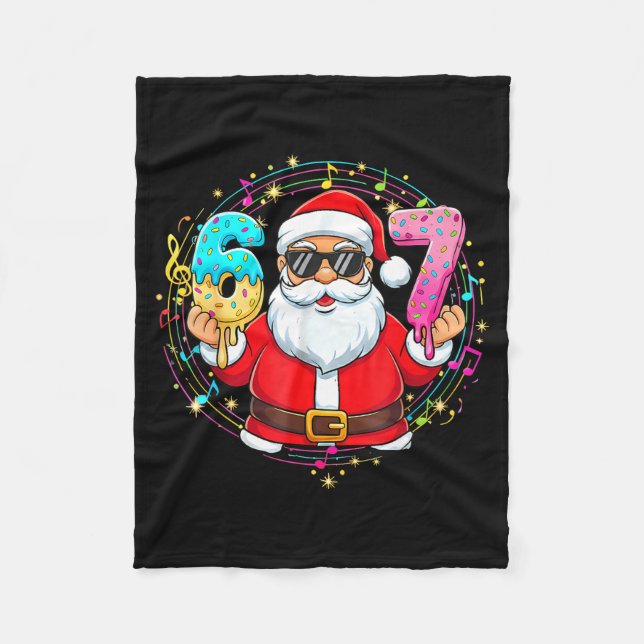 Funny Santa 67 Ice Cream Drip Christmas Xmas Teens Fleecedecke (Vorderseite)