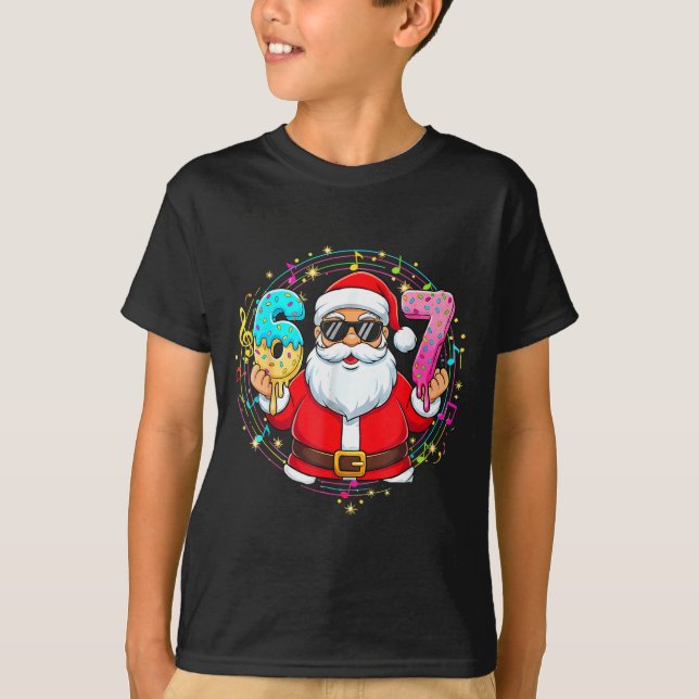 Funny Santa 67 Ice Cream Drip Christmas Xmas Teens T-Shirt (Vorderseite)