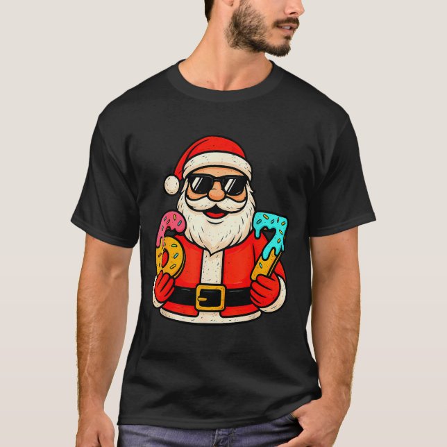 Funny Santa 67 Ice Cream Drip Christmas Xmas Teens T-Shirt (Vorderseite)