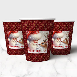 Funny Santa and Red Nose Rudolph Holiday Party Cup Pappbecher