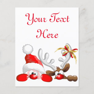 Funny Santa and Reindeer Cartoon Flyer