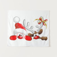 Funny Santa and Reindeer Cartoon
