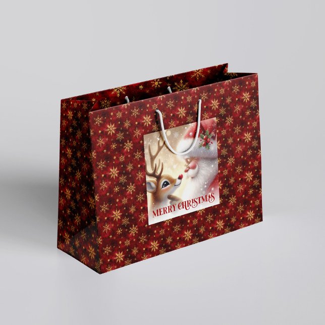 Funny Santa and Rudolph Kids Christmas Holiday  Große Geschenktüte (Funny Santa and Rudolph Kids Christmas Holiday Gift Bag

)