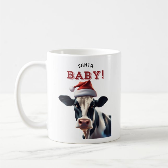 Funny Santa Baby Christmas Holstein Cow Kaffeetasse (Links)