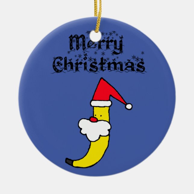 Funny Santa Banana Frohe Weihnachten Keramik Ornament (Vorne)