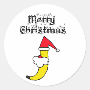 Funny Santa Banana Frohe Weihnachten Runder Aufkleber