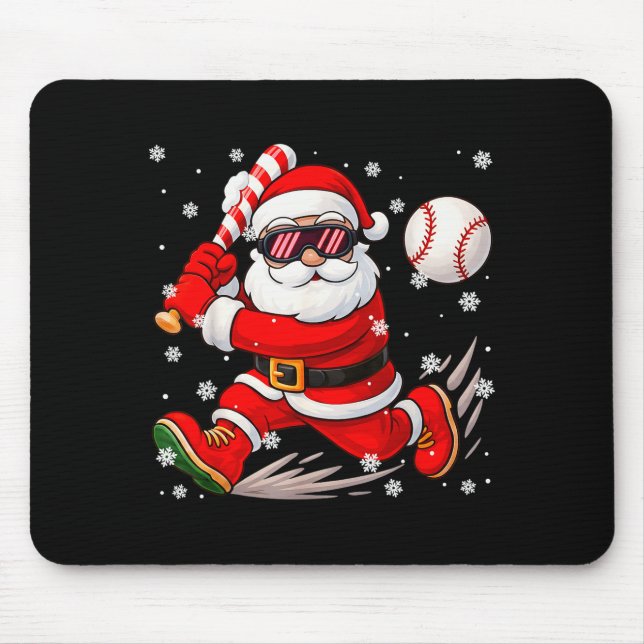 Funny Santa Baseball Christmas Pajamas Xmas Men Bo Mousepad (Vorne)