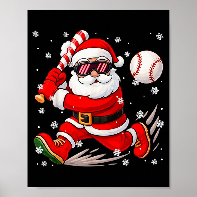 Funny Santa Baseball Christmas Pajamas Xmas Men Bo Poster (Vorne)