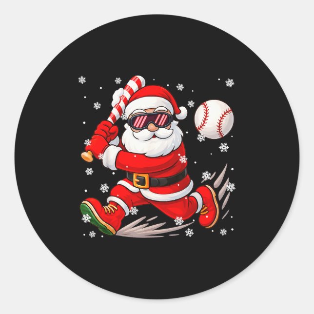 Funny Santa Baseball Christmas Pajamas Xmas Men Bo Runder Aufkleber (Vorderseite)