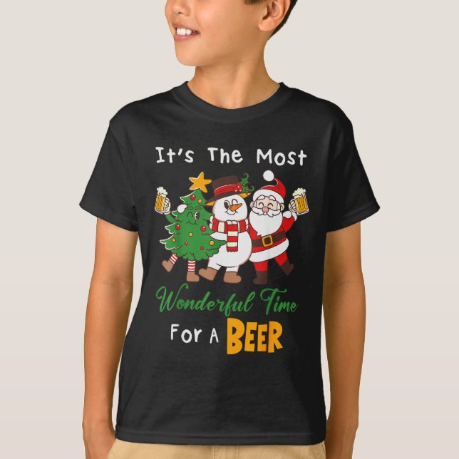 Funny Santa Beer Christmas Drinking Most Wonderful T-Shirt (Vorderseite)