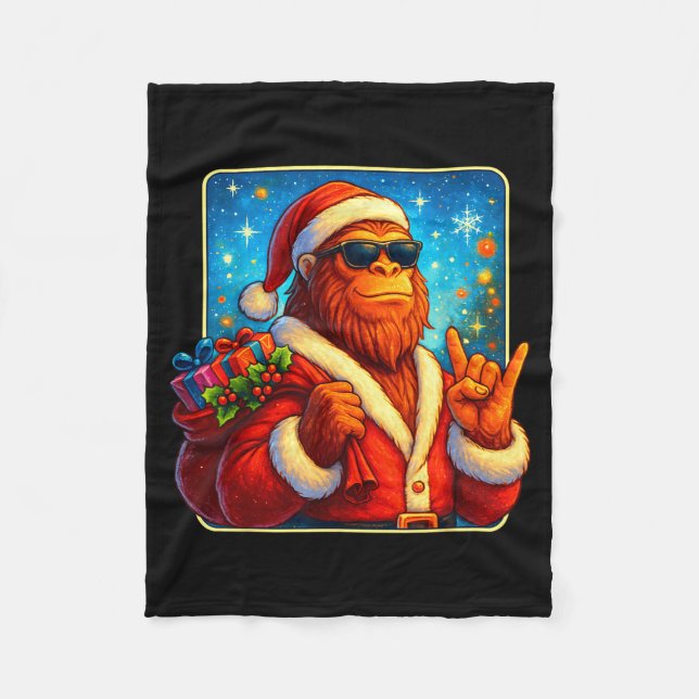 Funny Santa Bigfoot Christmas Sasquatch Xmas Boys  Fleecedecke (Vorderseite)