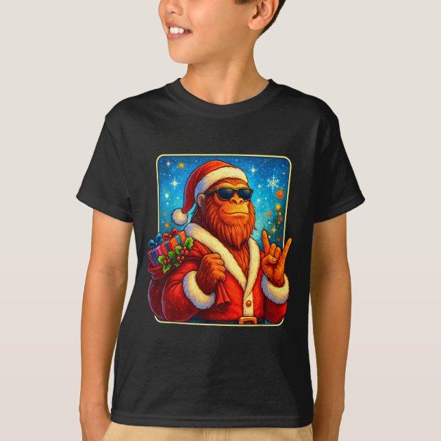 Funny Santa Bigfoot Christmas Sasquatch Xmas Boys  T-Shirt (Vorderseite)