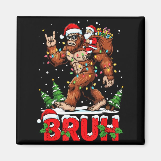 Funny Santa Bigfoot Sasquatch Rock Christmas Xmas  Magnet (Vorne)