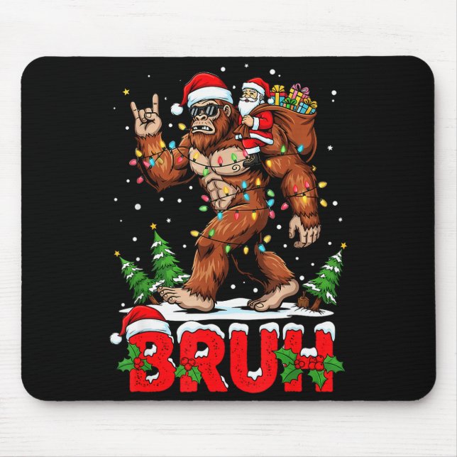 Funny Santa Bigfoot Sasquatch Rock Christmas Xmas  Mousepad (Vorne)
