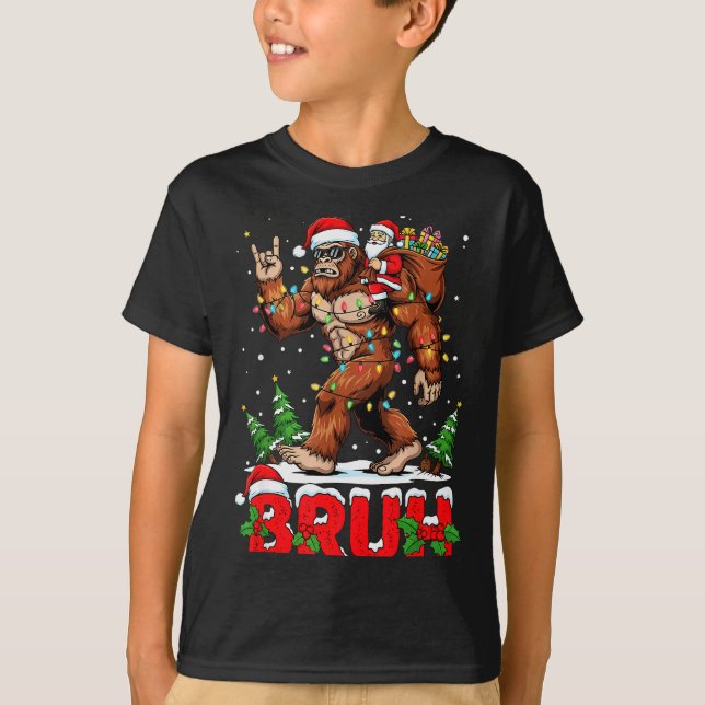 Funny Santa Bigfoot Sasquatch Rock Christmas Xmas  T-Shirt (Vorderseite)