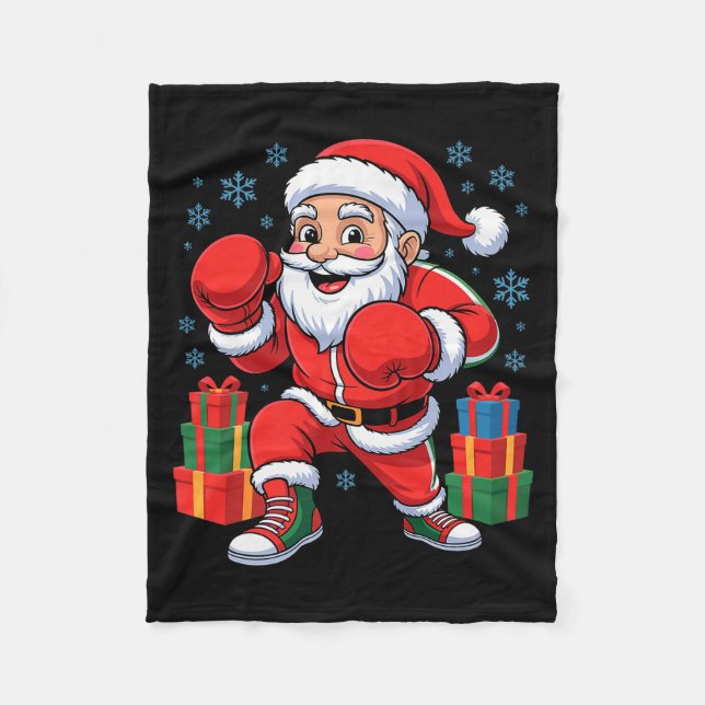 Funny Santa Boxing Lover Boxer Holiday Christmas X Fleecedecke (Vorderseite)