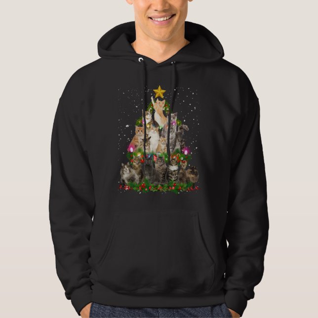 Funny Santa Cats Kitten Weihnachtsbaum Katze Mama  Hoodie (Vorderseite)