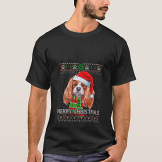 Funny Santa Cavalier King Scarf Lover Ugly Christm T-Shirt