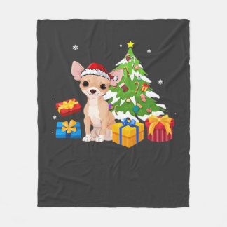 Funny Santa Chihuahua Dog Christmas Tree Gifts Xma Fleecedecke