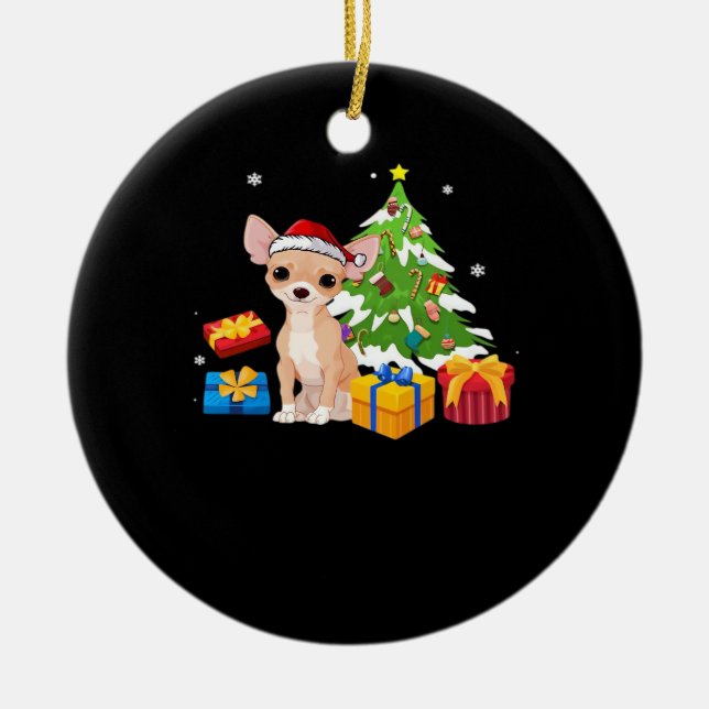 Funny Santa Chihuahua Dog Christmas Tree Gifts Xma Keramik Ornament (Vorne)