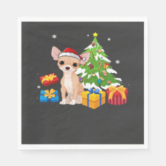 Funny Santa Chihuahua Dog Christmas Tree Gifts Xma Serviette