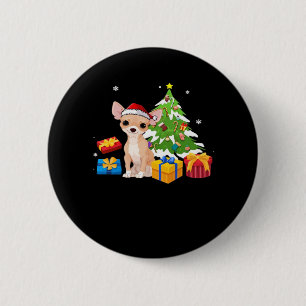 Funny Santa Chihuahua Dog Weihnachtsbaum Geschenke Button