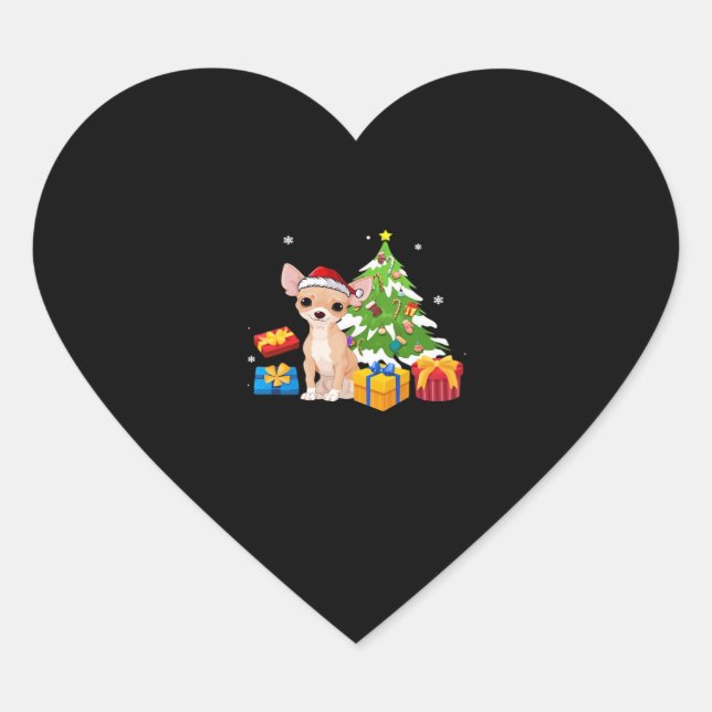 Funny Santa Chihuahua Dog Weihnachtsbaum Geschenke Herz-Aufkleber (Vorderseite)